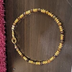 Handmade tiger's eye and hematite bracelet